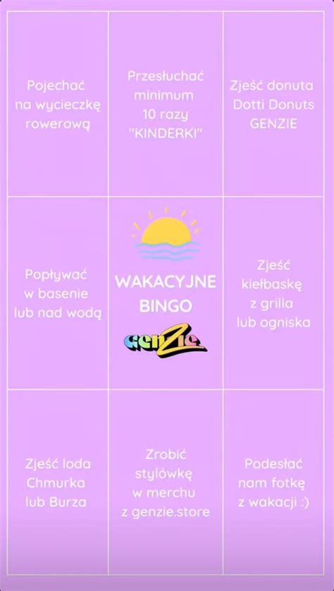 Wakacyjne Bingo Genzie Bingo Roblox Bff