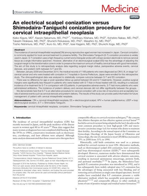 (PDF) An electrical scalpel conization versus Shimodaira-Taniguchi ...