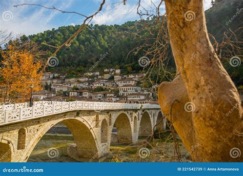 BERAT, ALBANIA: Stone Bridge Over Osum River at Berat on Albania. Stock ...