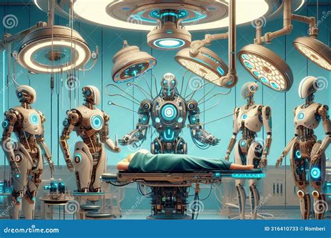 A Robot Surgeon Performs Operations Stock Illustration Illustration