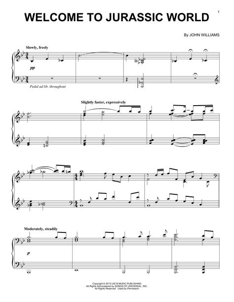 Welcome To Jurassic World Sheet Music Direct