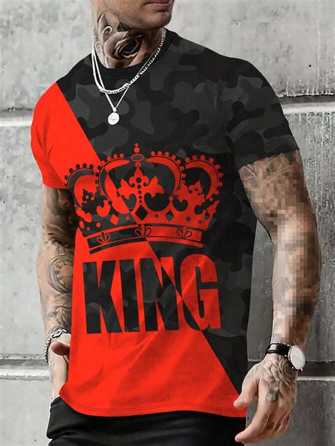 Manfinity LEGND Men S Plus Size Letters And Crown Print Contrast T