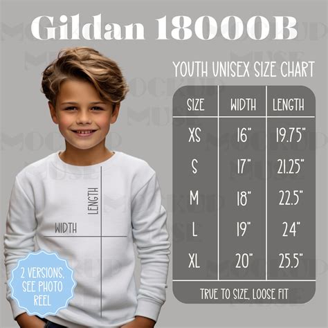 Gildan 18000b Size Chart Youth Sweatshirt Size Chart Gildan 18000b