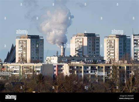 Communist Era Apartment Buildings And Gdansk Power Station