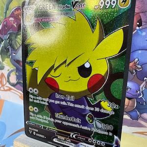 Cosplay Pikachu Green Pikachu Vcos Prismatic Holographic Etsy