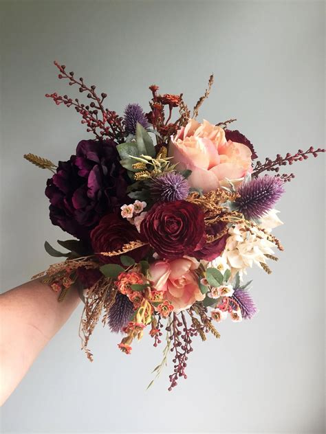 Fall Wedding Bouquet Silk Wedding Bouquet Rustic Bridal Etsy Rustic