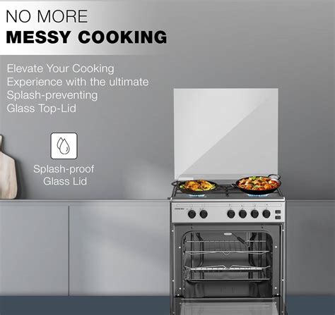 Nikai 60x55cm 4 Burner Freestanding Gas Cooker With Ffd Double Glass Oven Button Ignition