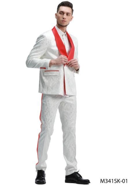 White And Red Tuxedo Suit Prom Suit Prom Wedding Suit