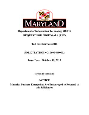 Fillable Online Doit Maryland RFP Solicitation No 060B6400002 RFP