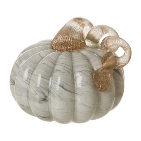 Glitzhome 5 25 Inch Diameter Gray Marble Small Short Glass Pumpkin 5 25 W In 4 25 H In Kroger