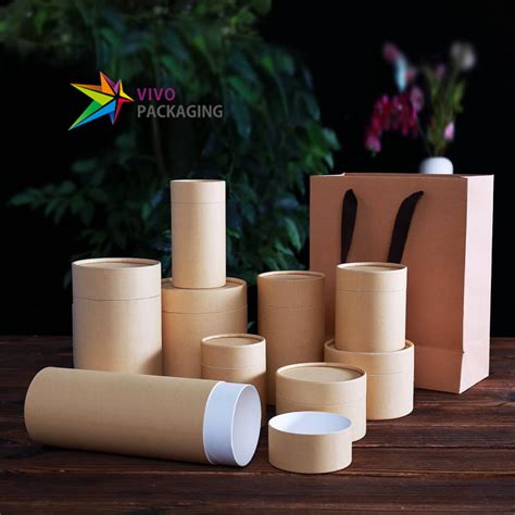 Kraft Paper Cylinders Eco Friendly Packaging Tubes Paper Tea Canisters Two Piece Paper Tubes