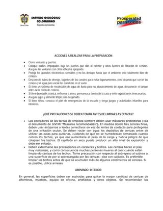 Recomendaciones En Caso De Caida De Ceniza Volcanica Pdf