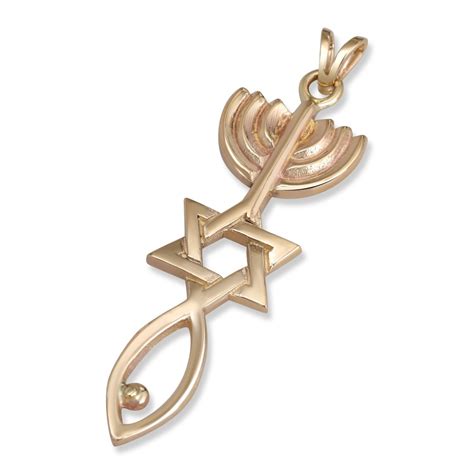 Rafael Jewelry 14K Gold Classic Grafted In Messianic Seal Pendant