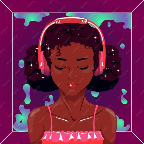 Premium Vector Girl Listening To Music Vector Illustration