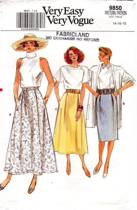 Pick Your Size Vogue Skirt Pattern Misses Etsy Vogue Sewing