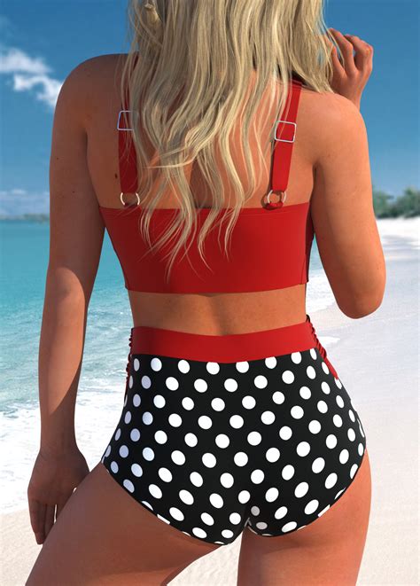 Wide Strap Criss Cross Red Bikini Top Rosewe USD 26 98