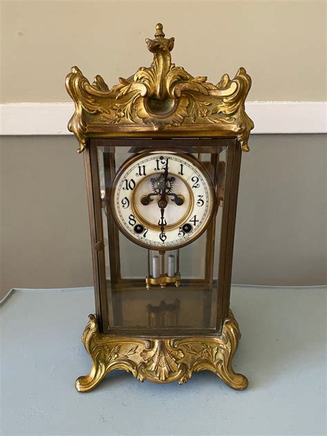 Antique New Haven Clock Co Ornate Crystal Regulator Clock Etsy