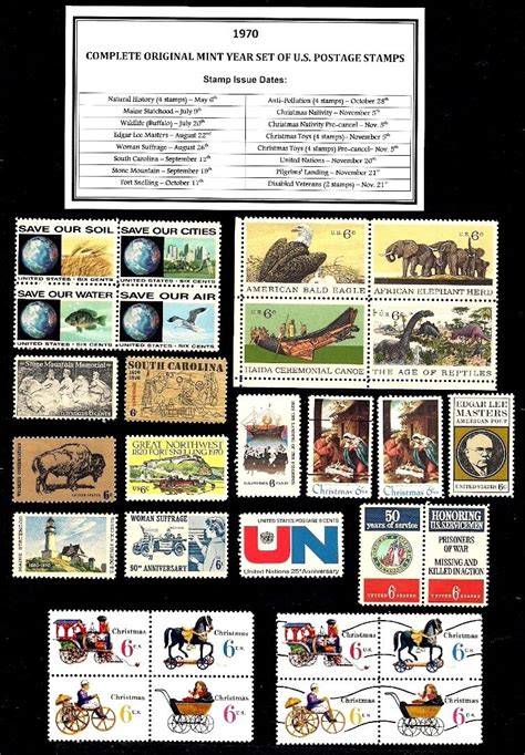 1970 COMPLETE YEAR SET OF MINT NH MNH VINTAGE U S POSTAGE STAMPS EBay