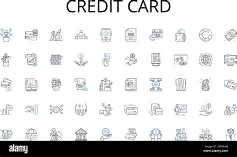 Credit Card Line Icons Collection Choice Resolve Judgment Analysis