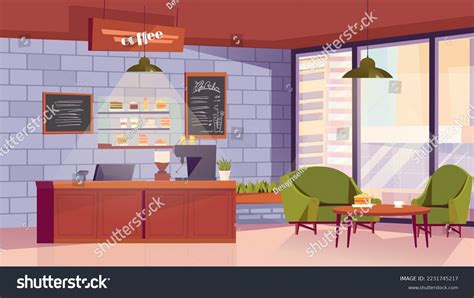 Coffee Cafe Interior Concept Flat Cartoon Stock Illustration 2231745217 | Shutterstock