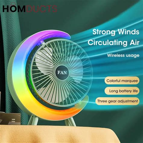 G Shape Rgb Lightening Rechargeable Fan Homducts