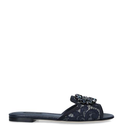 Womens Dolce And Gabbana Blue Lace Embellished Bianca Sandals Harrods