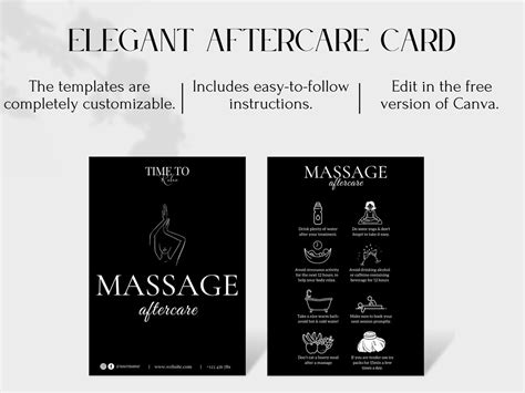 Massage Aftercare Card Template Massage Therapy Card Massage Template