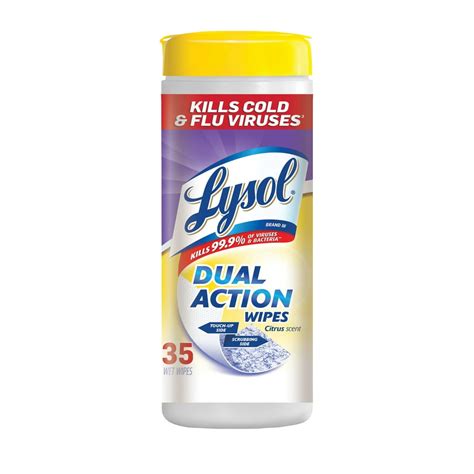 Lysol Dual Action Disinfecting Wipes Citrus 35ct