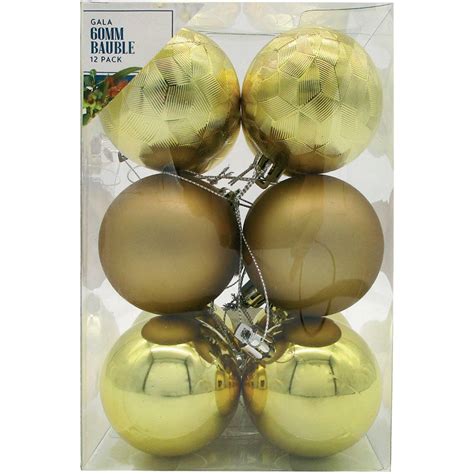 Christmas Gala 60mm Baubles Gold 12 Pack Woolworths