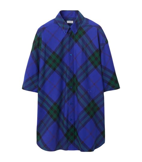 Mens Burberry Blue Cotton Check Shirt Harrods UK