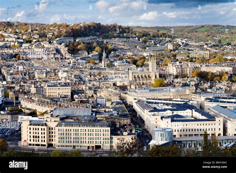 Autumn View Over The Historic City Of Bath Somerset England Showing