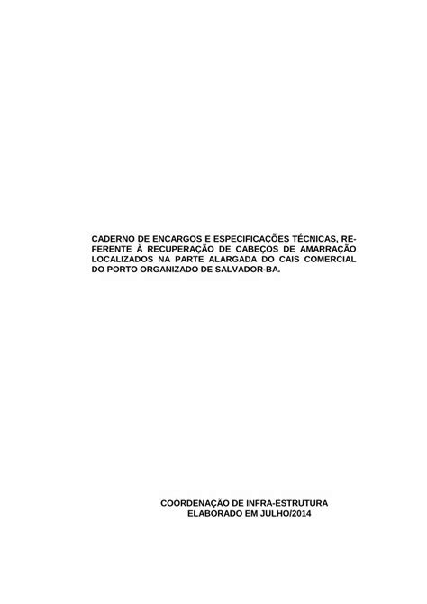 PDF CADERNO DE ENCARGOS E ESPECIFICAÇÕES TÉCNI CAS substituição