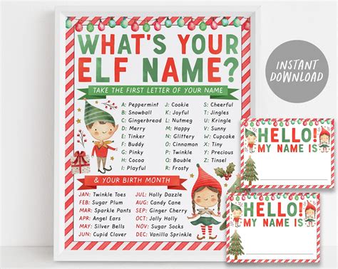 What S Your Elf Name Game Elves Christmas Party Activity Game With