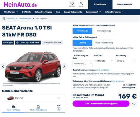 Seat Arona Im Leasing F R Im Monat Brutto Ntv Autoleasing