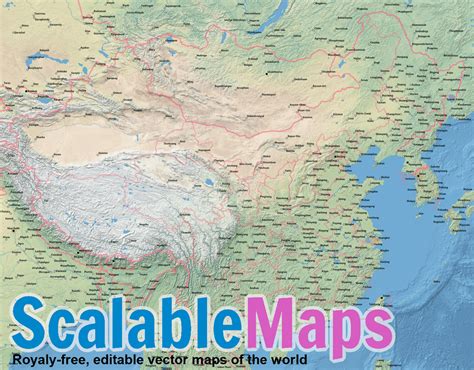 Scalablemaps Vector Map Of China Shaded Relief Raster Borders