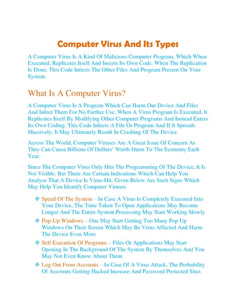 SOLUTION: Computer virus and its types - Studypool