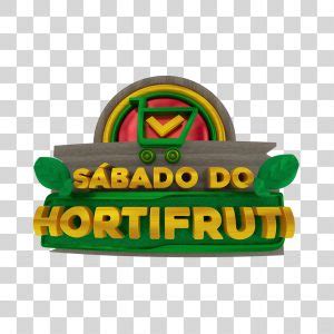 Sábado do Hortifrúti Selo 3D Verde e Amarelo para Composição PNG