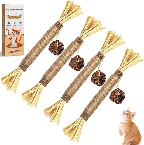 Aucenix Catnip Chew Sticks For Kitten Natural Matatabi Silvervine Cat