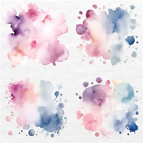 Muted Watercolor Textures Digital Art Clip Art Pack Clipart Pink