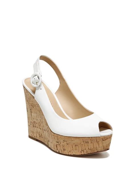 Veronica Beard Dali Peep Toe Slingback Platform Wedge Sandal In