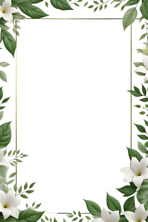 AI generated Leaf With White Flower Border Frame PNG Transparent ...