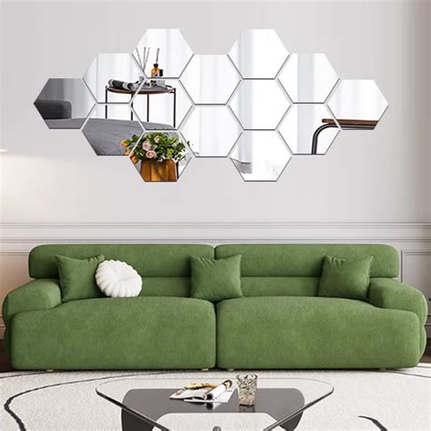 Mirror Wall Stickers Pcs Hexagon Mirror Art Diy Home Decorative