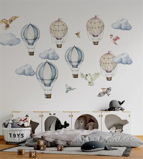 Hot Air Balloon Wall Decal Hot Air Balloon Art Cloud Wall Etsy