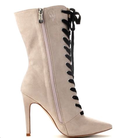 Off Cape Robbin Shoes Nude Lace Up Pointed Toe Booties From Crystal S Closet On Poshmark