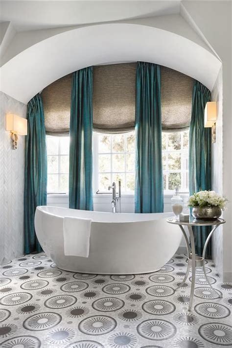 Tub Nook With Barrel Ceiling And Marble Chevron Wall Tiles