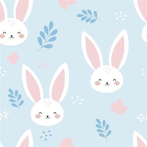 Premium Vector Seamless Pattern With Cute Simple Rabbit Vector