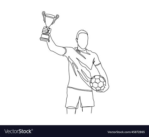 Continuous One Line Drawing Of Football Player Vector Image