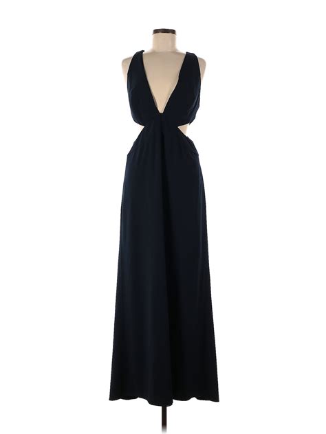 Halston Solid Blue Navy Cutout Gown Size 8 76 Off Thredup