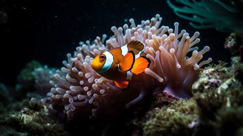 Clownfish Surrounded By Anemone Background, Clownfish And Syrite Sea ...