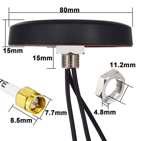 Getuscart 4g Lte Wifi Gps Antenna Combined Antennas Magnet And Adhesive Mount 3 Leads Antenna